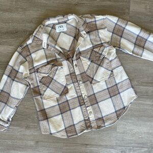 Zara Kids Plaid Shirt - Beige and Brown